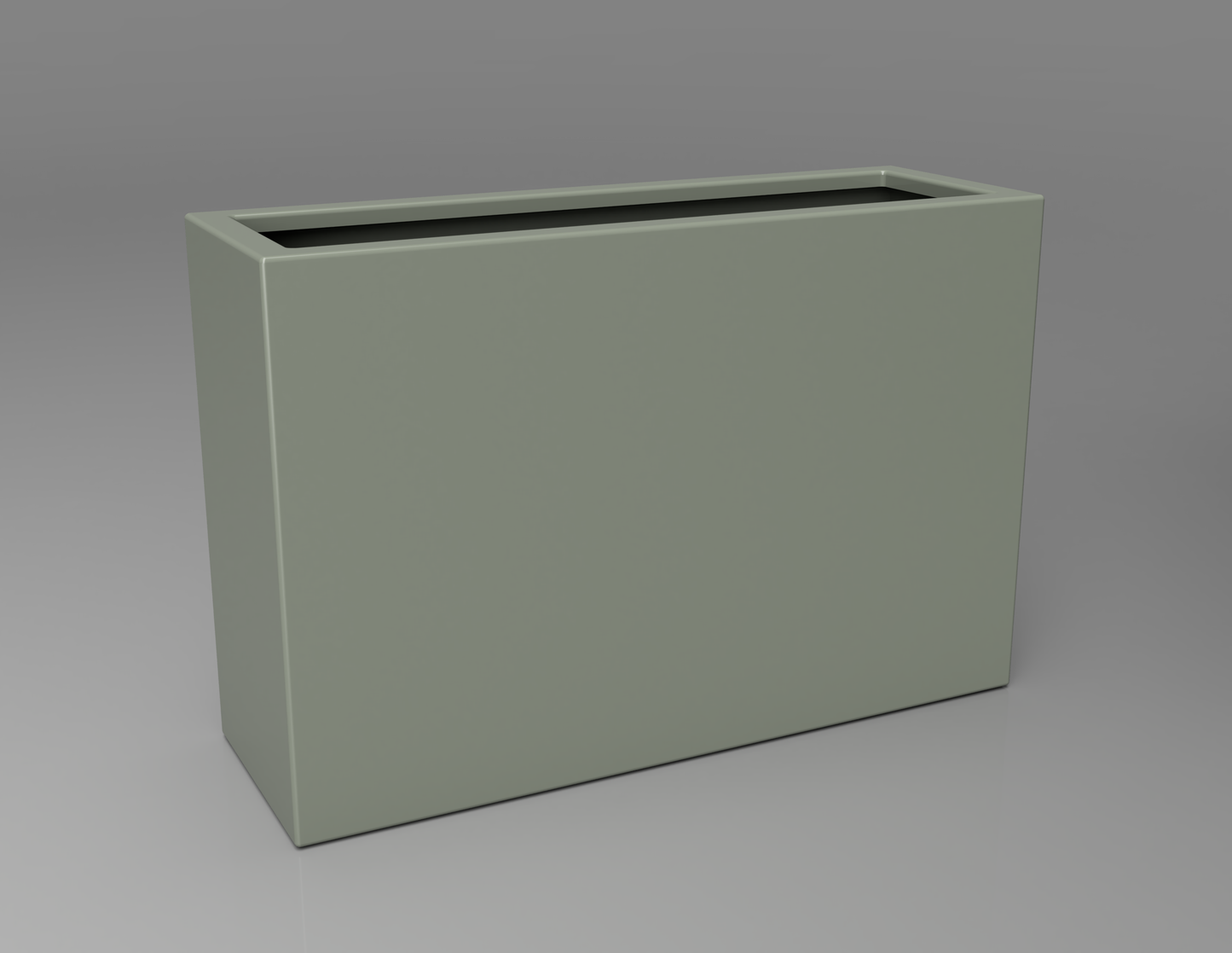 900mm British manufactured tall trough metal planter in RAL7033 Cement Grey, suitable for indoor and outdoor use.