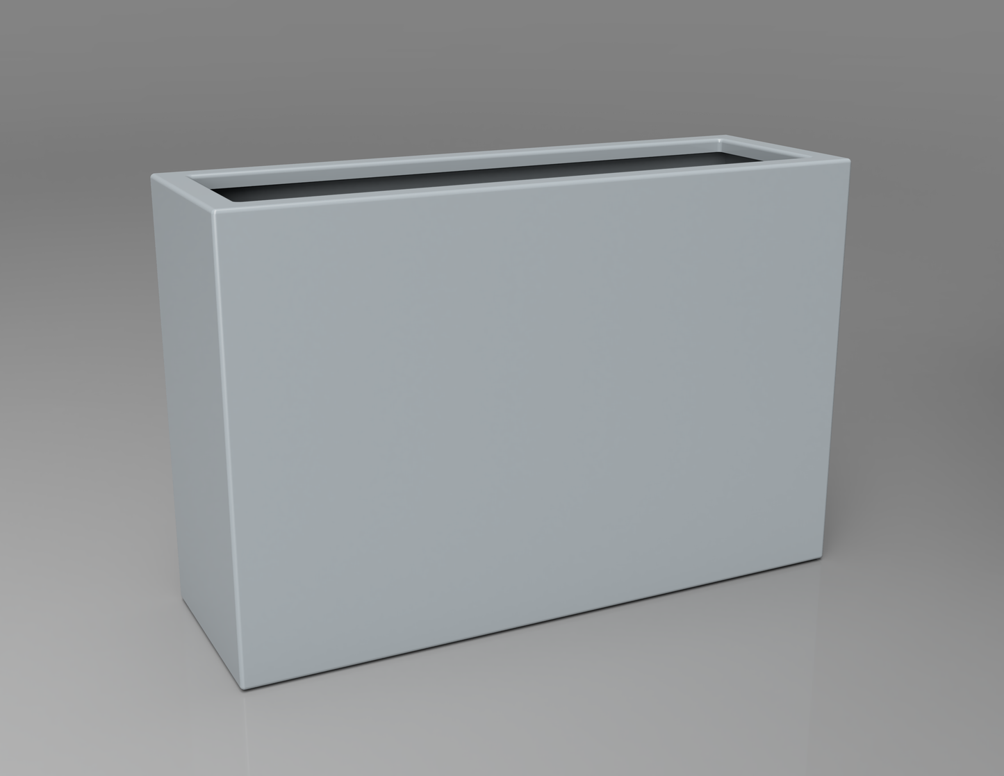 900mm British manufactured tall trough metal planter in RAL7040 Window Grey, suitable for indoor and outdoor use.