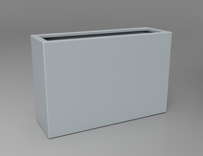 900mm British manufactured tall trough metal planter in RAL7040 Window Grey, suitable for indoor and outdoor use.