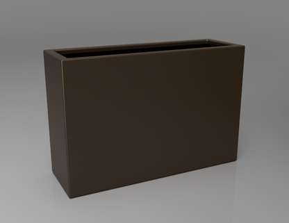900mm British manufactured tall trough metal planter in RAL8014 Brown, suitable for indoor and outdoor use.