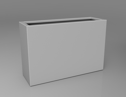 900mm British manufactured tall trough metal planter in RAL9006 Silver, suitable for indoor and outdoor use.